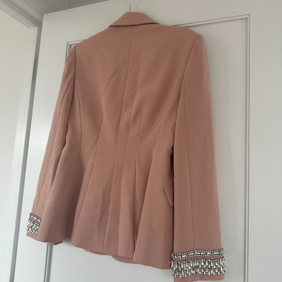 Cinq à Sept Cheyenne Crepe Blazer Jacket Jewelry Crystals Embellished Amour Sz 4 - Picture 8 of 9